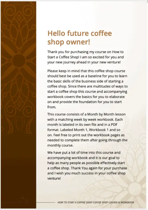 Sample Page Start My Coffee Shop